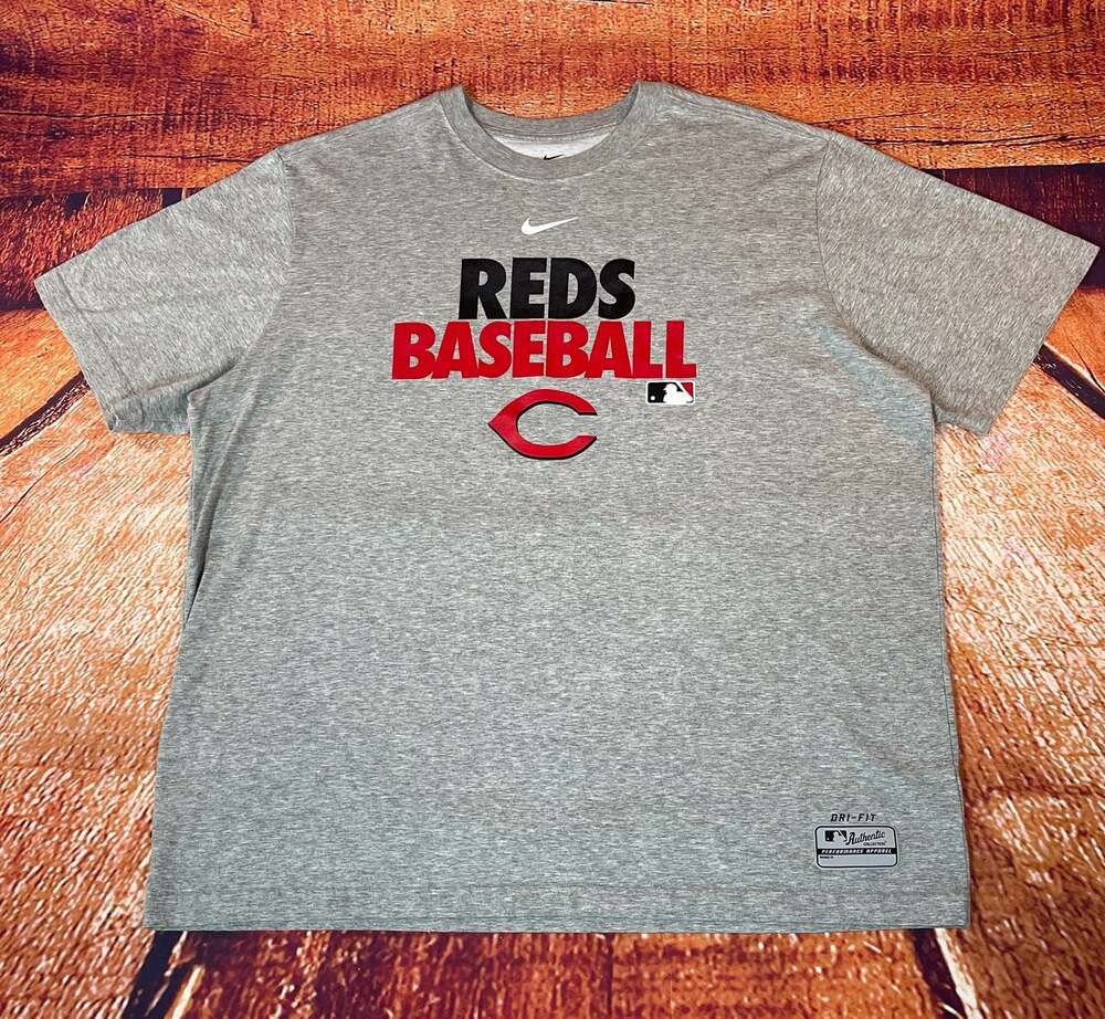 Nike Cincinnati Reds MLB Dri-Fit Performance T-Shirt Gray Size XXL